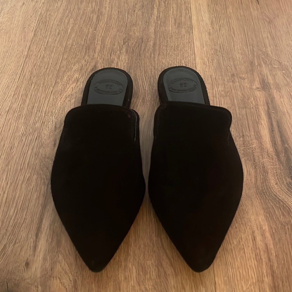 Handmade woman leather mules black size 38